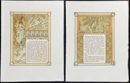 Mucha - 5 Ornately Illustrated Pages with Image and Text to each side