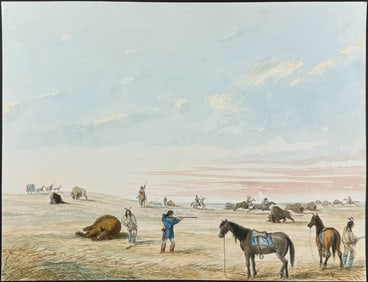 Armstrong - Buffalo Hunt of the Plains Indians or "The Wind Up" - Original Illustration of Native