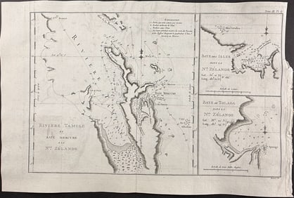 Captain Cook - Charts of Rivers & Bays of New Zealand (Tamise, Mercury, Tolaga)