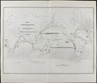 Wilkes - Map Illustrative of the Currents and Whaling Grounds (World Map including New Holland