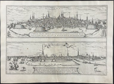 Braun & Hogenberg, pub. 1575 - Views of Germany: Lubeck and Hamburg