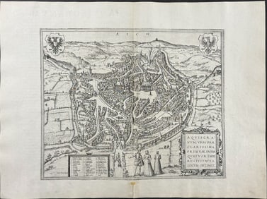 Braun & Hogenberg, pub. 1575 - View of Aachen, Germany