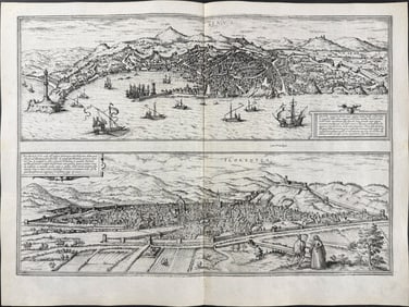 Braun & Hogenberg, pub. 1575 - Views of Italy: Genoa & Florence