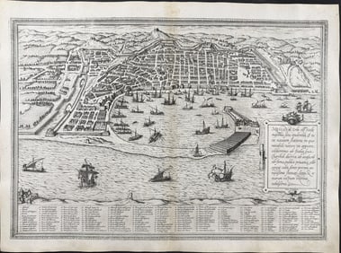 Braun & Hogenberg, pub. 1575 - View of Messina, Sicily