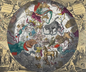 Cellarius - Celestial Chart of the Constellations of the Northern Hemisphere with Terrestial Plane