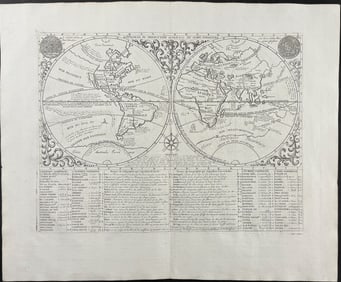 Chatelain - Map of the World illustrating Dutch Explorer Routes with partial coast of Australia