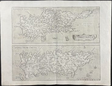 Ortelius, pub. 1580 - Map of Cyprus & Candia or Crete