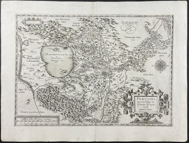 Ortelius, pub. 1580 - Map of Perugia, Italy