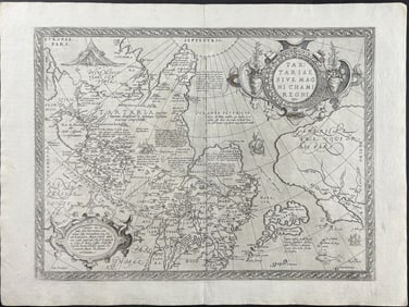 Ortelius, pub. 1580 - Map of Tartary (Northeast Asia, Japan, and part of Northwest America)