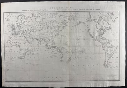 Captain Cook, Large Folio - A General Chart Exhibiting the Discoveries made by Captain James Cook in
