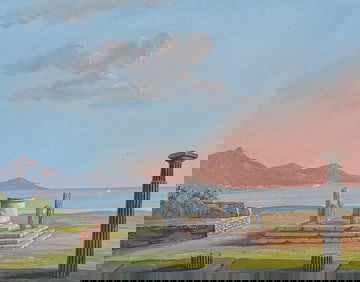 De Vito, Original Painting - Temple of Hercules in Pompeii (Tempio d'Ercole a Pompei)