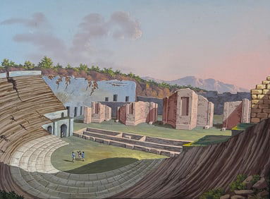 De Vito, Original Painting - Tragic Theater in Pompeii (Teatro tragica a Pompei)