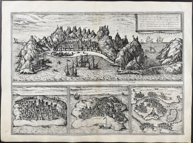Braun & Hogenberg, pub. 1575 - Views in the Middle East: Aden, Mombasa, Kilwa, & Sofala