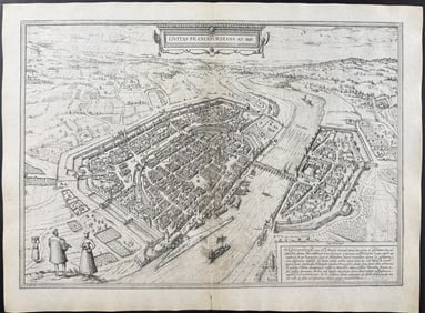 Braun & Hogenberg, pub. 1575 - View of Frankfurt am Rhein, Germany
