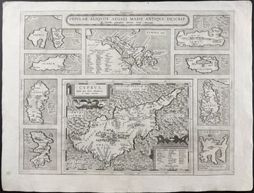 Ortelius, pub. 1580 - Map of Cyprus & Surrounding Greek Islands