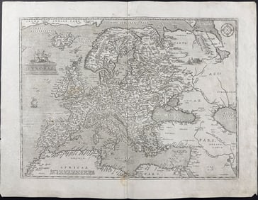 Ortelius, pub. 1580 - Map of Europe