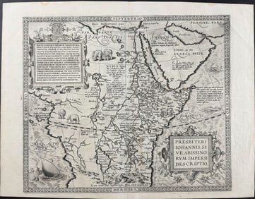 Ortelius, pub. 1592 - Map of Abyssinia or Ethiopia or Northern Africa [Kingdom of Prester John