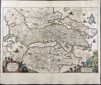 Jansson & Hondius, pub. 1656 - Map of Achaia (Achaea), Greece