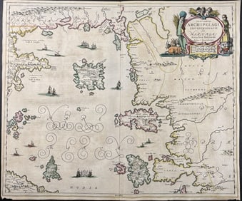 Jansson & Hondius, pub. 1656 - Map of Aegean Islands (Greece and Turkey)