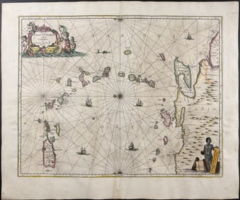 Jansson & Hondius, pub. 1656 - Map of Puerto Rico & West Indies or Antilles Islands with part of