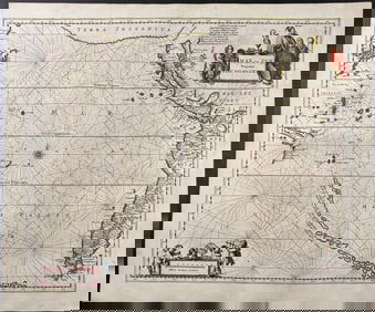 Jansson & Hondius, pub. 1656 - Map of the Pacific Ocean with parts of the Americas, Korea, Japan