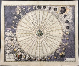 Jansson & Hondius, pub. 1656 - Wind Chart Surrounded by Wind Heads, Navigation Chart