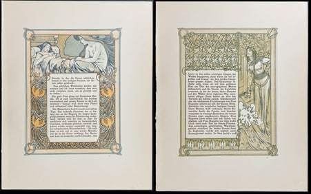 Mucha - 4 Ornately Illustrated Pages with Image and Text to each side