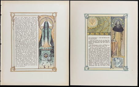Mucha - 4 Ornately Illustrated Pages with Image and Text to each side