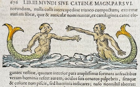 Magini's Ptolemy, pub. 1596 - Mermaid & Merman