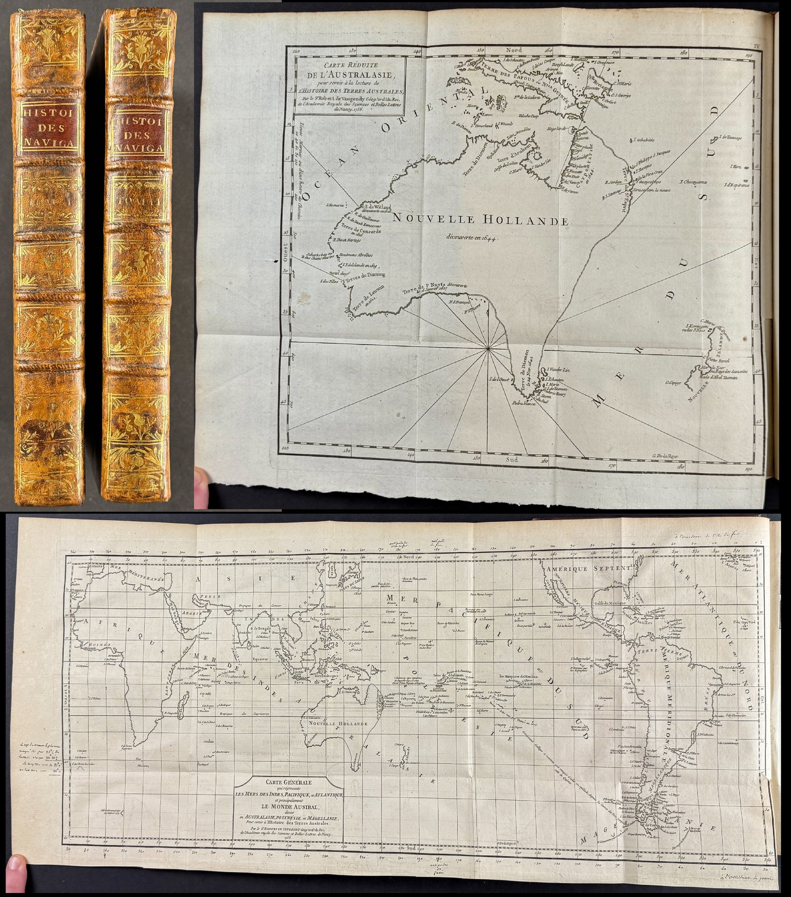 Brosses's Histoire des navigations aux terres Australes - Two Volumes with Seven Maps (1 of 10)