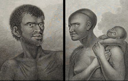 Captain Cook - Pair of Engravings of Man & Woman of Van Diemen's Land (Tasmania, Australia or New