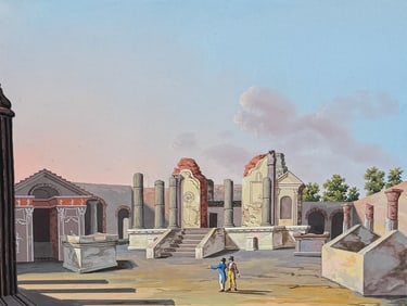 De Vito, Original Painting - Temple of Isis in Pompeii (Tempio d'Iside a Pompei)