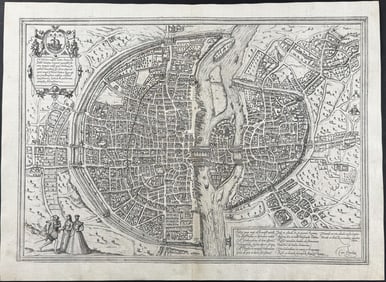 Braun & Hogenberg, pub. 1575 - View of Paris, France
