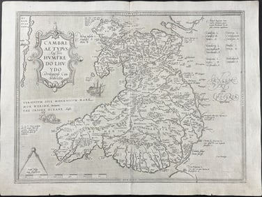 Ortelius, pub. 1580 - Map of Wales