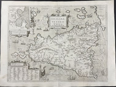 Ortelius, pub. 1580 - Map of Sicily