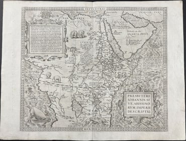 Ortelius, pub. 1580 - Map of Abyssinia or Ethiopia or Northern Africa [Kingdom of Prester John
