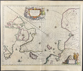 Jansson & Hondius, pub. 1656 - Map of the North Pole / Arctic Circle