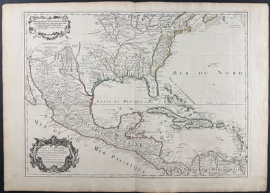 De L'Isle - Map of Southern North America with Florida, Mexico, West Indies or Caribbean, Louisiana,