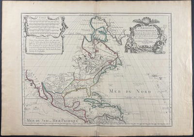 De L'Isle - Map of North America with Florida, California, New Mexico, Great Lakes, Virginia, New