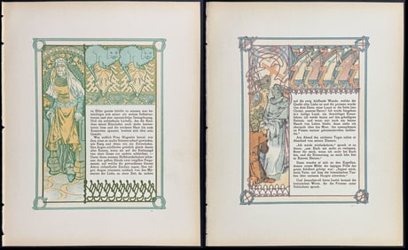 Mucha - 4 Ornately Illustrated Pages with Image and Text to each side
