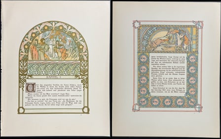 Mucha - 5 Ornately Illustrated Pages with Image and Text to each side