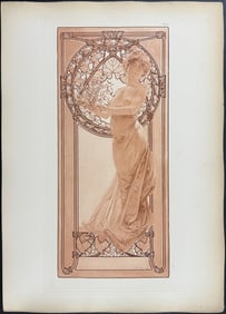 Mucha, Folio - Illustration of Topless Woman with Flowers. 11