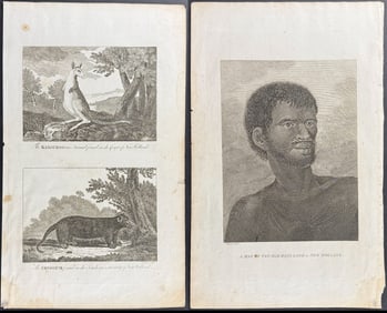 Bankes - Pair of Engravings of New Holland (Australia) & Partial Text from Captain Cook's Voyage