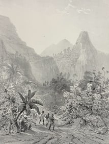 Vaillant - View of Nu'uanu Pali, Honolulu, Hawaii (Sandwich Islands) [Vallee du Pari pres Honoloulou