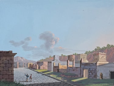 De Vito, Original Painting - Tombs in Pompeii (Sepoleri a Pompei)