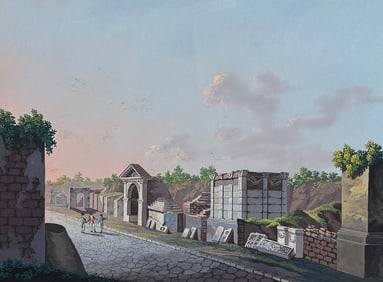 De Vito, Original Painting - View of a part of Pompeii taken from the Porta Ercolana (Veduta d'una