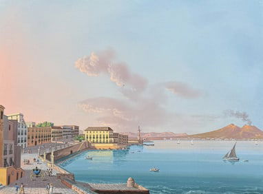 De Vito, Original Painting - Borgo Santa Lucia of Naples, Italy [Santa Lucia a mare]