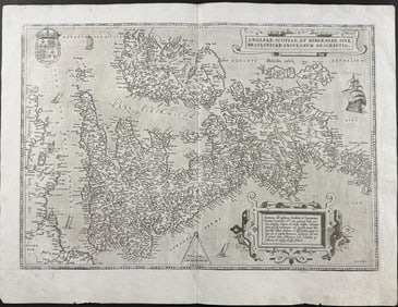 Ortelius, pub. 1580 - Map of the British Isles (England, Scotland, Ireland)