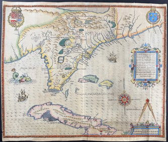 De Bry - Map of Florida (Southeast North America, Cuba, Bahamas)