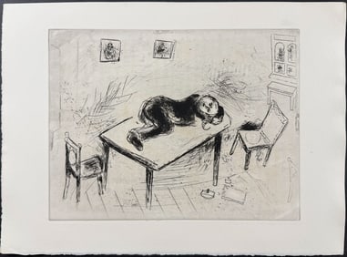 Chagall - Chichikov Slept in the Office - Tchitchikov Couchait au Bureau